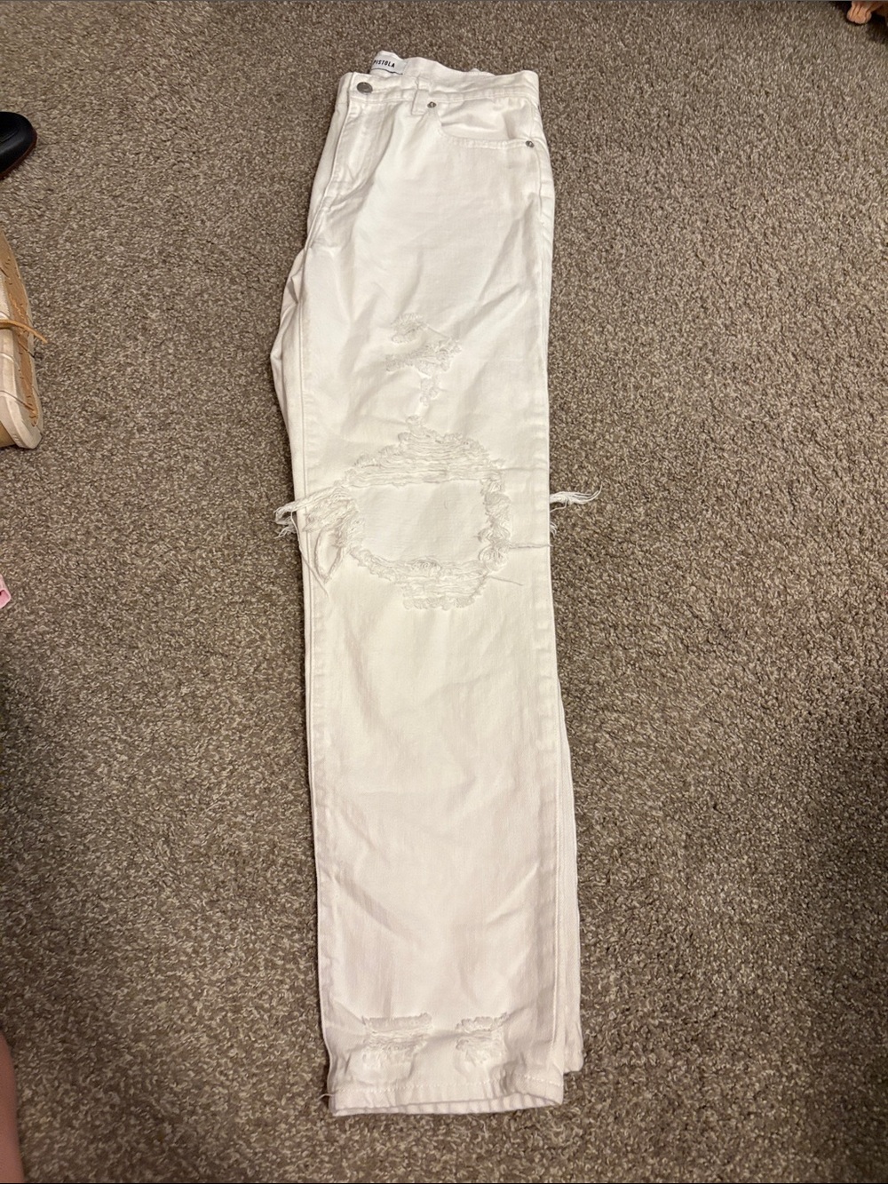 pistola White Distressed Straight-Leg Jeans